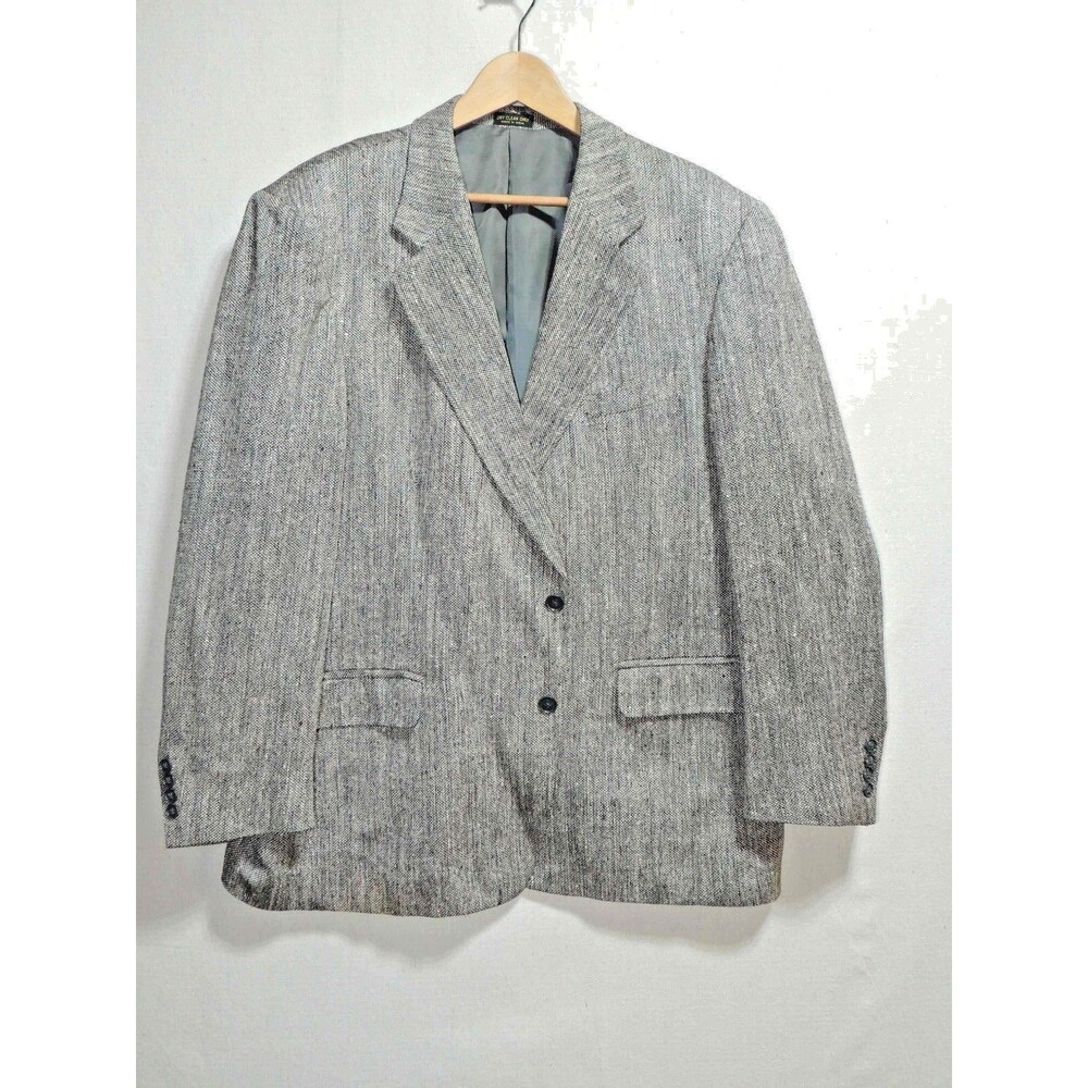 Tom Rich Blazer‎ Mens 46R Grey Silk Tweed Flecked Two Button Classic Academic